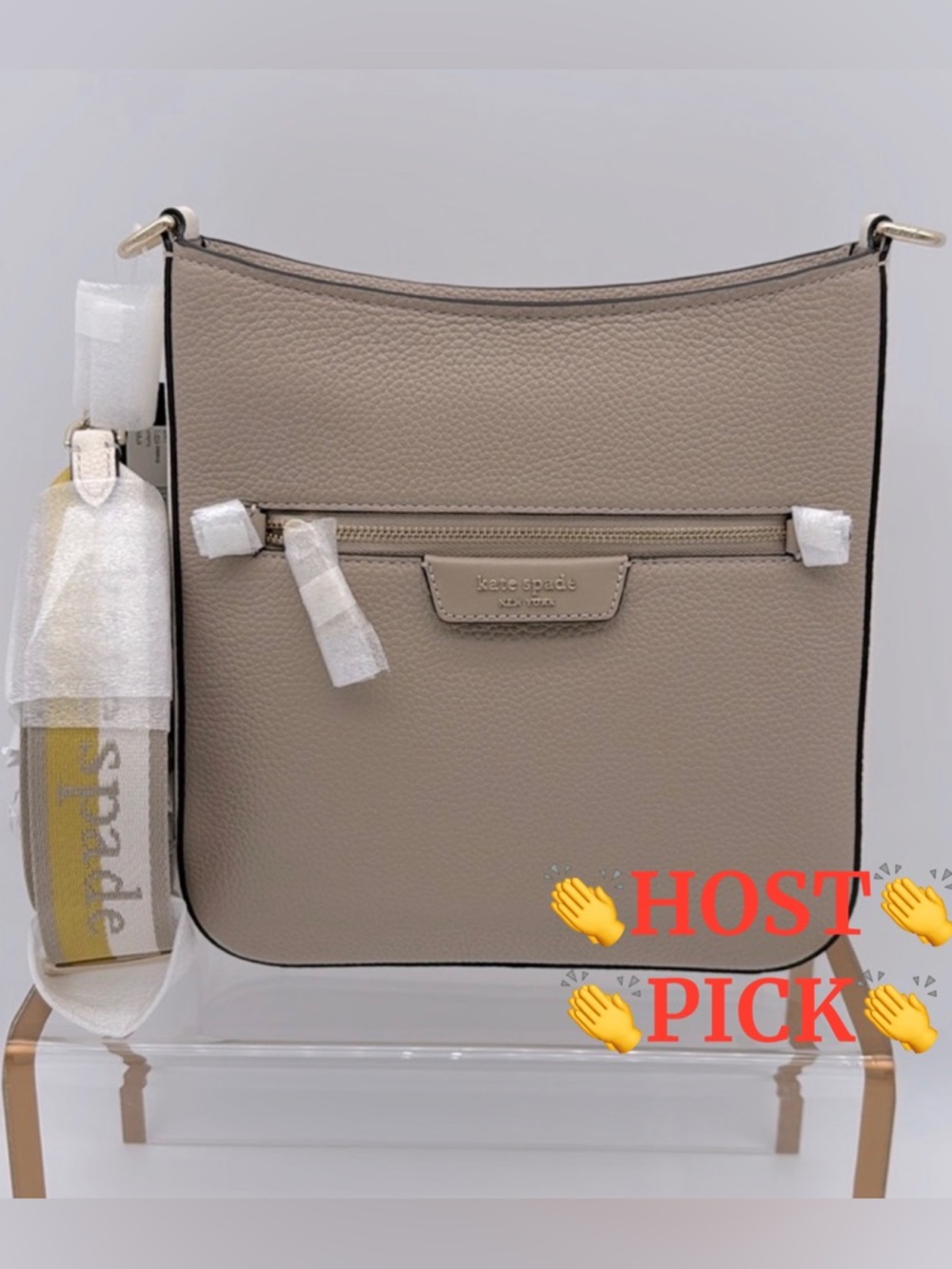 Kate Spade HUDSON messenger crossbody bag Timeless Taupe Multi